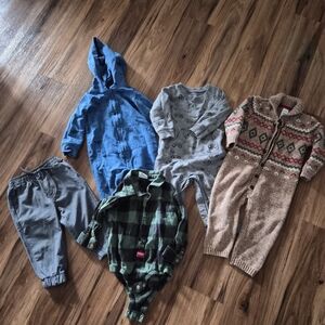 Carter's Blue, Gray, Green and Tan Baby Outfit Bundle